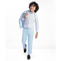 Pine Kids Full Sleeves Party Suit With Bow Solid Colour- Sky Blue