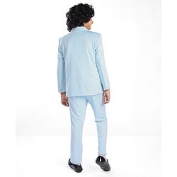 Pine Kids Full Sleeves Party Suit With Bow Solid Colour- Sky Blue