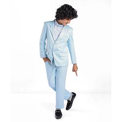 Pine Kids Full Sleeves Party Suit With Bow Solid Colour- Sky Blue