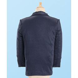 Pine Kids Full Sleeves 4 Pieces Party Suit With Bow Solid Colour - Navy Blue