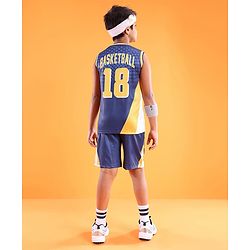 Pine Active Sleeveless Athleisure T-Shirt & Shorts Set 18 Print - Navy Blue