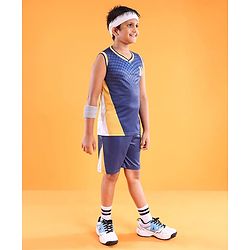 Pine Active Sleeveless Athleisure T-Shirt & Shorts Set 18 Print - Navy Blue