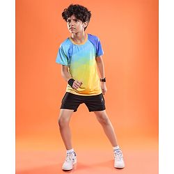 Pine Active Raglan Half Sleeves Sportswear T-Shirt With Abstract Print - Multicolor