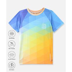 Pine Active Raglan Half Sleeves Sportswear T-Shirt With Abstract Print - Multicolor