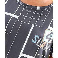 Pine Active Half Sleeves Checks & Numeric Printed T-Shirt - Black