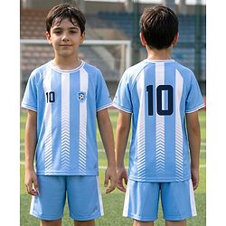 Pine Active Half Sleeves Tee with Shorts Argentina Football Set - White & Blue