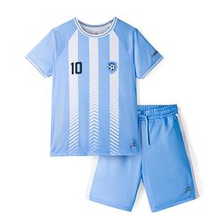 Pine Active Half Sleeves Tee with Shorts Argentina Football Set - White & Blue