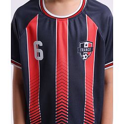 Pine Active Half Sleeves Tee with Shorts France Football Set - Red & Navy Blue