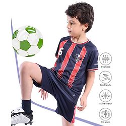 Pine Active Half Sleeves Tee with Shorts France Football Set - Red & Navy Blue