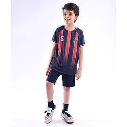 Pine Active Half Sleeves Tee with Shorts France Football Set - Red & Navy Blue