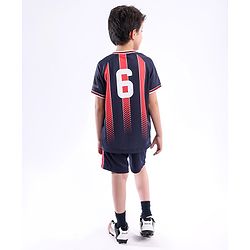 Pine Active Half Sleeves Tee with Shorts France Football Set - Red & Navy Blue