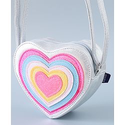 Pine Kids Heart Shape Sling Bag - Silver