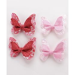 Pine Kids Free Size Hair Pins And Clips Pack of 4 - Red & Pink