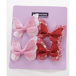 Pine Kids Free Size Hair Pins And Clips Pack of 4 - Red & Pink