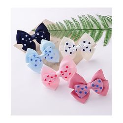 Pine Kids Free Size Bow & Butterfly Cips with Polka Dots Print Pack of 5 - Multicolour