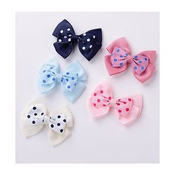 Pine Kids Free Size Bow & Butterfly Cips with Polka Dots Print Pack of 5 - Multicolour