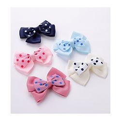 Pine Kids Free Size Bow & Butterfly Cips with Polka Dots Print Pack of 5 - Multicolour