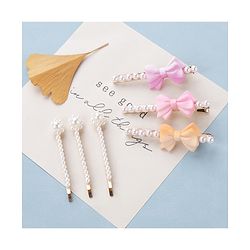Pine Kids Hair Pins And Clips with Bow Applique Free Size Pack of 6 - Multicolour