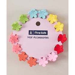 Pine Kids Free Size Floral Design Hair Clips Pack of 14 - Multicolour
