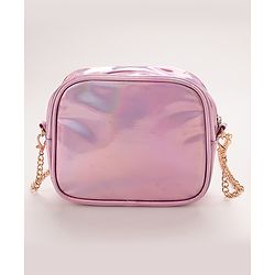 Pine Kids Sling Bag With Unicorn Print & Pom Pom Applique -Pink