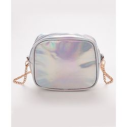 Pine Kids Sling Bag With Flamingo Bird Print - Silver