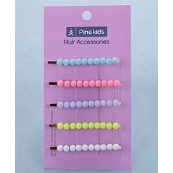 Pine Kids Free Size Hair Pins with Pearl Applique Pack of 5 - Multicolour