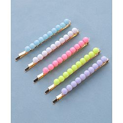 Pine Kids Free Size Hair Pins with Pearl Applique Pack of 5 - Multicolour