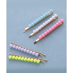 Pine Kids Free Size Hair Pins with Pearl Applique Pack of 5 - Multicolour