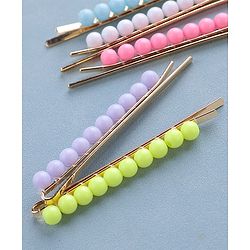 Pine Kids Free Size Hair Pins with Pearl Applique Pack of 5 - Multicolour