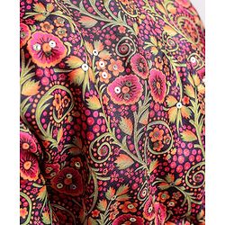 Pine Kids Full Sleeves Floral Detailing Choli with Foil Printed Lehenga Set with Dupatta - Pink