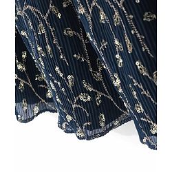 Pine Kids Woven Sleeveless Floral Sequin Embroidered Choli & Lahenga Set with Dupatta - Blue