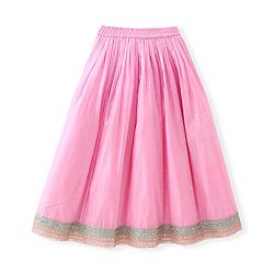 Pine Kids Sleeveless Choli & Lehenga with Dupatta Set Embroidery & Gold Foil Print - Pink & Blue