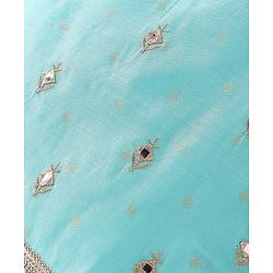 Pine Kids Sleeveless Choli & Lehenga with Dupatta Set Embroidery & Gold Foil Print - Pink & Blue