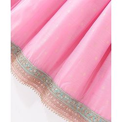Pine Kids Sleeveless Choli & Lehenga with Dupatta Set Embroidery & Gold Foil Print - Pink & Blue