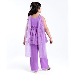 Pine Kids  Sleeveless Embroidered Kurti & Salwar Set with Dupatta Lilac