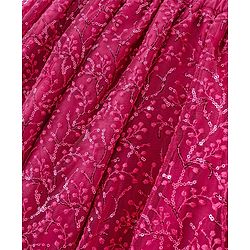 Pine Kids All Over Embroidered Half Sleeves Choli Lehenga set with Dupatta- Pink