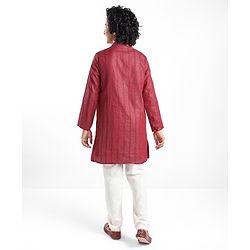 Pine Kids Cotton Full Sleeves Kurta & Pyjama Set Striped - Maroon & White