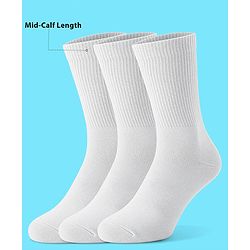 Pine Active Cotton Lycra Knit Athelisure & Sportswear  Breathable Socks  Pack Of 3 - White