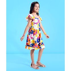 Pine Kids 100% Cotton Sleeveless Frock Floral Printed - Limpet Shell
