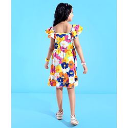 Pine Kids 100% Cotton Sleeveless Frock Floral Printed - Limpet Shell