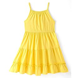 Pine Kids 100% Cotton Knit Sleeveless Frock Floral Print - Aspen Gold