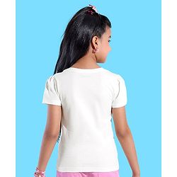 Pine Kids 100% Cotton Knit Half Sleeves T-Shirt With Tropical Print - Snow White