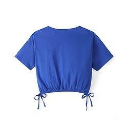 Pine Kids 100% Cotton Knit Half Sleeves Quartz Top With Text Print - Blue