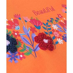 Pine Kids Cotton Knit Sleeveless T-Shirt Floral Print - Paradise Orange