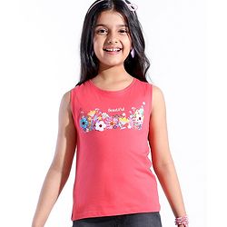 Pine Kids 100% Cotton Sleeveless Floral 3D Applique T-Shirt - Pink