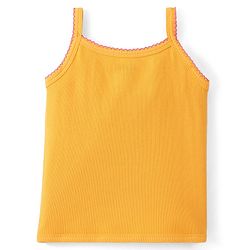 Pine Kids 100% Cotton Knit Sleeveless Top With Floral Embroidery - Yellow