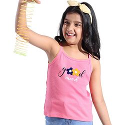 Pine Kids 100% Cotton Sleeveless Top With Floral Embroidery - Pink