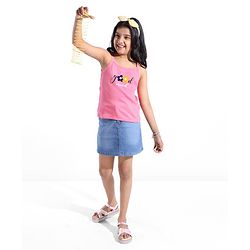 Pine Kids 100% Cotton Sleeveless Top With Floral Embroidery - Pink