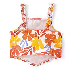 Pine Kids Cotton Knit Sleeveless Top Floral Print - Multicolor