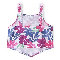 Pine Kids Cotton Knit Sleeveless Top Floral Print - Multicolor